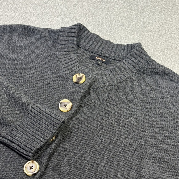 Quince Sweaters - Quince Cardigan Womens Large Gray Crew Neck Button Front 100% Organic Cotton